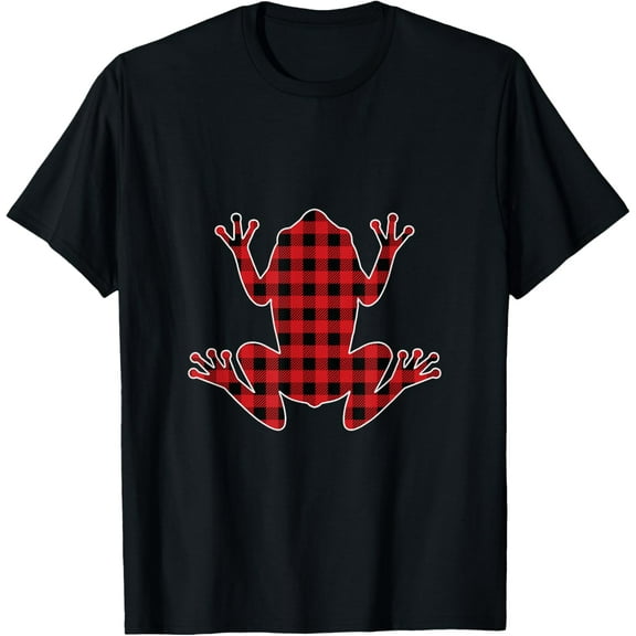 Funny Frog Red Plaid Christmas Pajama Silhouette Buffalo T-Shirt