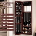 thumbnail image 4 of LIVIZA Full-Length Mirror Jewelry Cabinet with Hooks & Storage Shelves, Wall Door Mounted Jewelry Armoire Organizer,Brown, 4 of 8