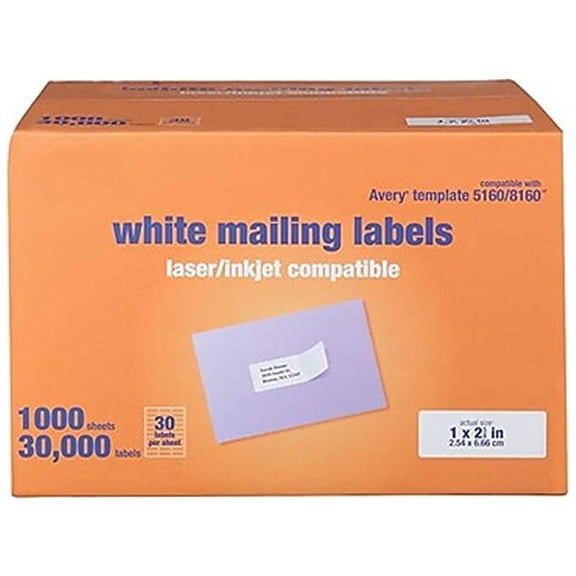 MyOfficeInnovations Laser/Inkjet Address Labels 1"H x 2 5/8"W White 30 Labels/Sheet 573946