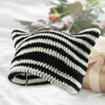 thumbnail image 6 of Women Crochet Hat Knitted Cap Photo Props Headdress Braided Vintage Style Beanie Black and White, 6 of 9