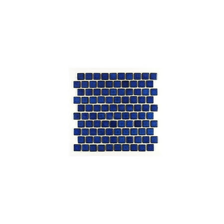 Mohawk Porcelain Tile - 1 1/8 by 1 1/8 inch glossy cobalt blue porcelain kitchen backsplash mosaic brick subway tile on a 12 by 12-inch staggered mesh (box of 5 sq ft)
