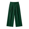 thumbnail image 4 of Bloomae Girls Wide Leg Uniform Pants Kids Button Elastic High Waist Front Pleated Dress Pants Slacks with Pockets Trendy Cozy Travel Vacation Trousers, 4 of 7