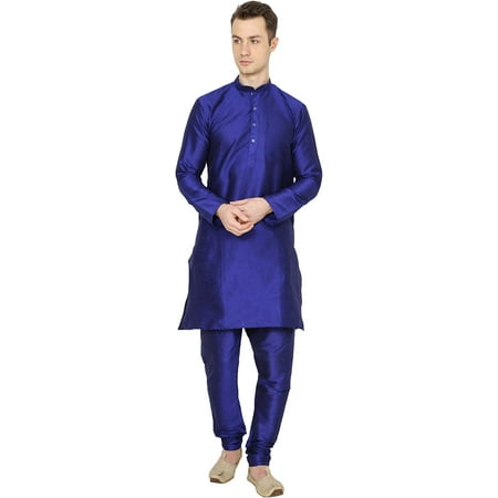 

Royal Kurta Mens Silk Blend Kurta Pyjama Set (44 Plain-1 Royal Blue)