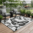 thumbnail image 2 of LUOVEN 4x6 Reversible Outdoor Waterproof Rug Plastic Straw Patio Mat for Backyard, Deck, RV, Camping, Porch, Black & White, 2 of 8