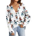 thumbnail image 7 of Women's Fashion Long Sleeve Christmas Print V-Neck Button Loose Cardigan Top, Knit Sweater for Casual Outfits and Comfort,White,S, 7 of 7