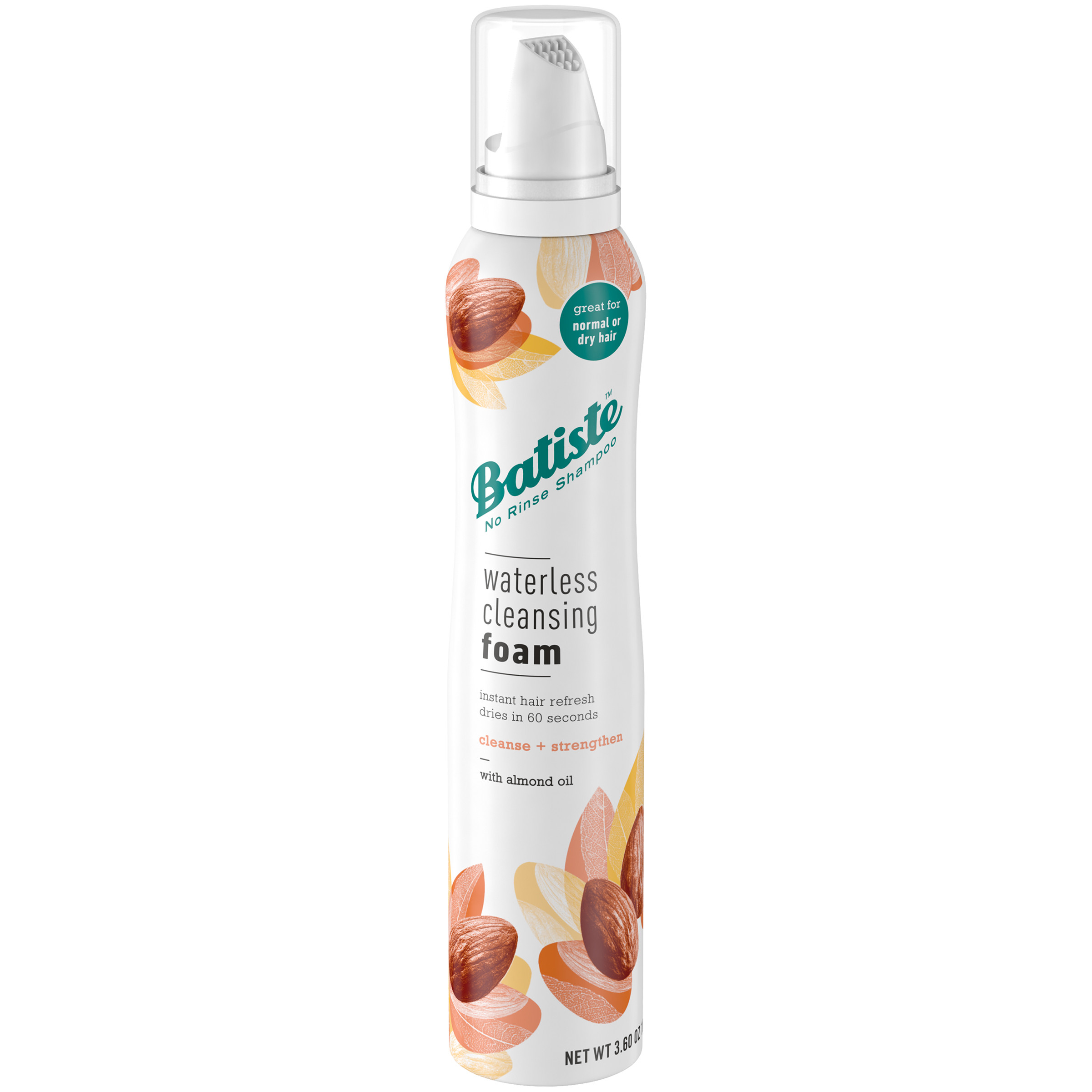 Batiste Waterless Cleansing Foam Cleanse and Strengthen with Almond Oil, 3.60 OZ