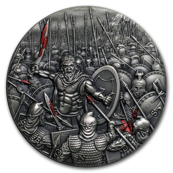 2019 Niue 2 oz Antique Silver Great Commanders: Leonidas