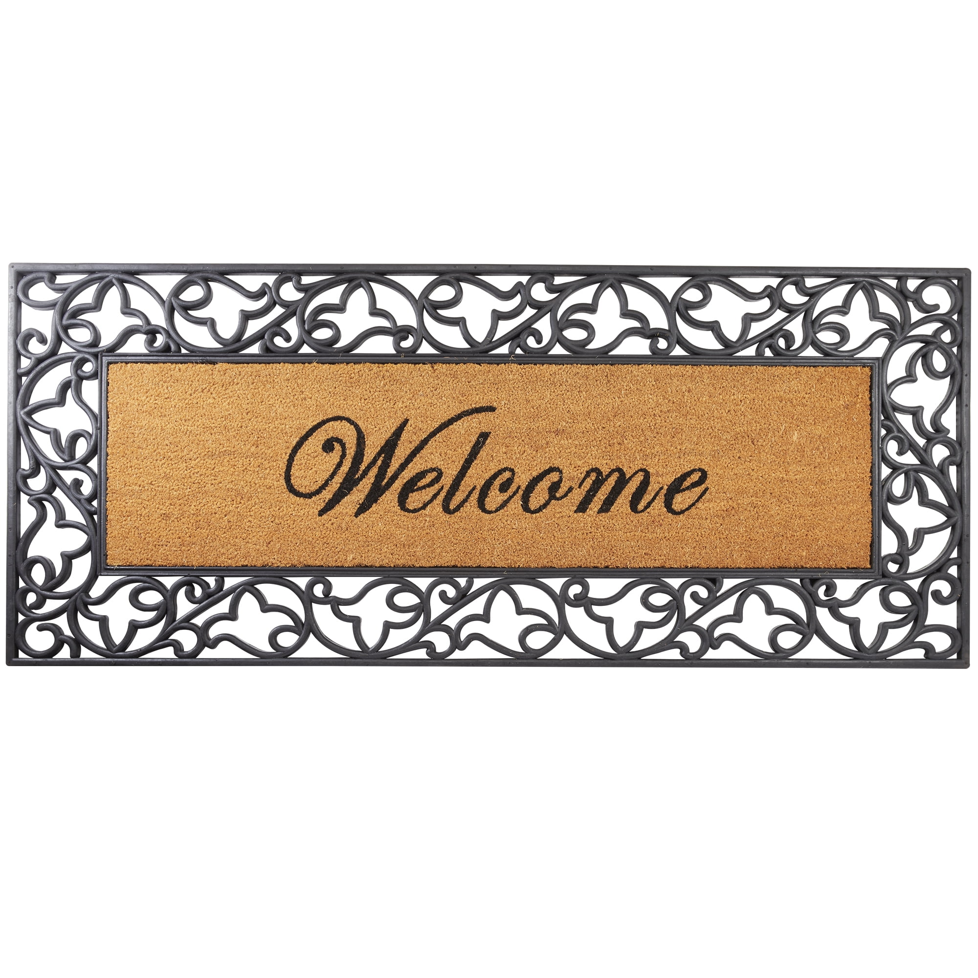 Envelor Home And Garden Fl Welcome Rubber Doormat Coir Insert Heavy Duty Wide Wrought Iron Indoor Outdoor Door Mat Anti Slip Front Shoes