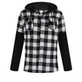 thumbnail image 4 of Lcziwo Plaid Hoodie for Men Flannel Casual Trendy Fall Outerwear Long Sleeve Patchwork Loose Tops Button Down Lightweight Thin Shirts 2025 Black,XXL, 4 of 7