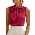 thumbnail image 4 of Women's Solid Satin Blouse with Draped Cowl Neckline – Elegant Silky Evening Top, 4 of 8