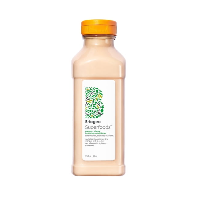 Briogeo Superfoods Acondicionador equilibrante de mango y cereza que repone el cabello seco opaco y equilibra el aceite para condiciones de cabello graso y nutre todo tipo de cabello y texturas Vegano