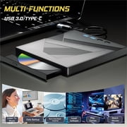 External CD DVD Drive with 4 USB Port and TF/SD Card Slot CD/DVD Burner Writer Reader Player Compatible with Windows Linux MacOS