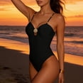 thumbnail image 4 of Zynoxe Women's One Piece Swimsuit Sweetheart Neck with Gold Shell Tummy Control Swimsuits Stretchy Adjustable Straps Summer Lounge Beach Bathing Suit Black S, 4 of 9