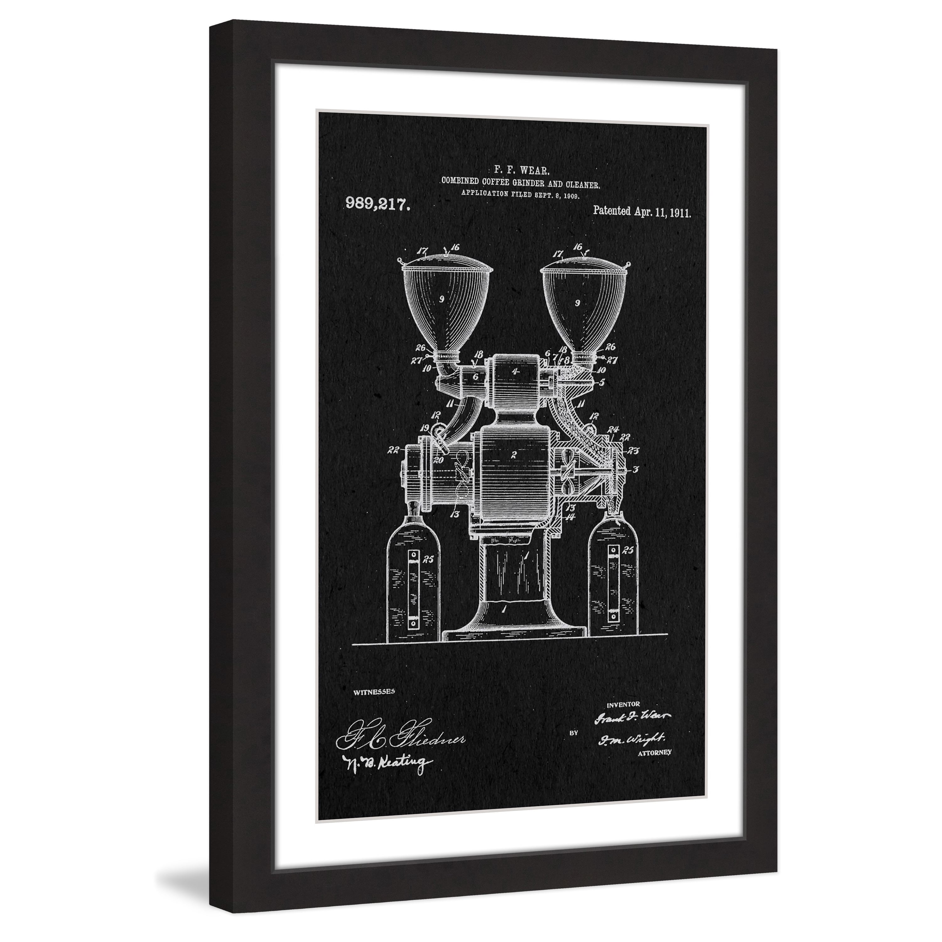 "Coffee Grinder 1911 Black Paper" Framed Painting Print