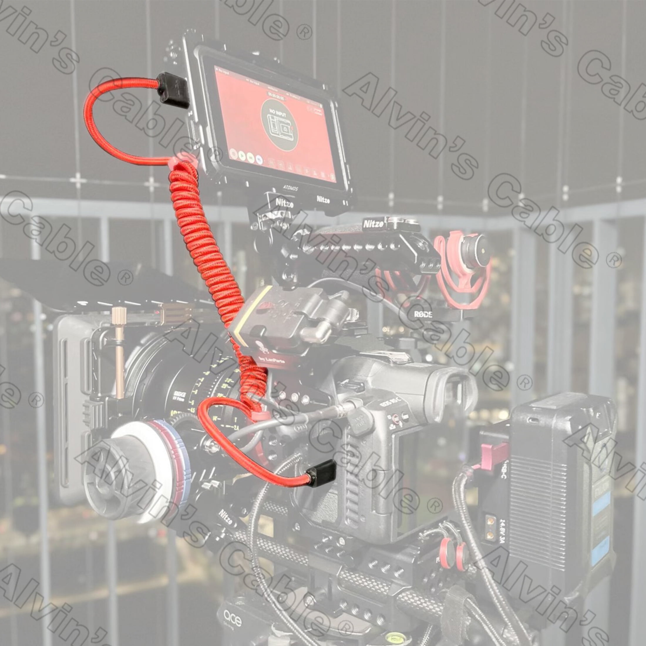 Full 8K 2.1 Micro HDMI to HDMI Braided Coil Cable for Canon R5C Atomos Ninja Red