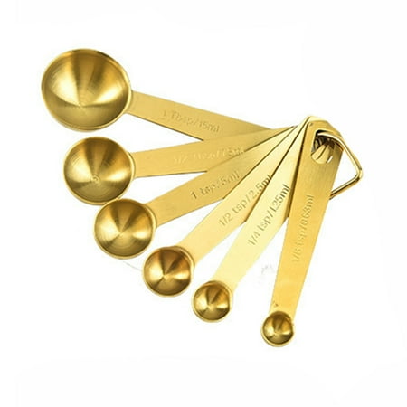 

6Pcs/Set Measuring Spoon Useful Stainless Steel Measuring Cup Cozinha Coffee Measuring Spoons Tea Gold