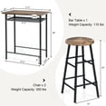 thumbnail image 2 of Gymax 3 Pieces Bar Table Set Counter Height Dining Pub Table w/ 2 Stools Brown, 2 of 10
