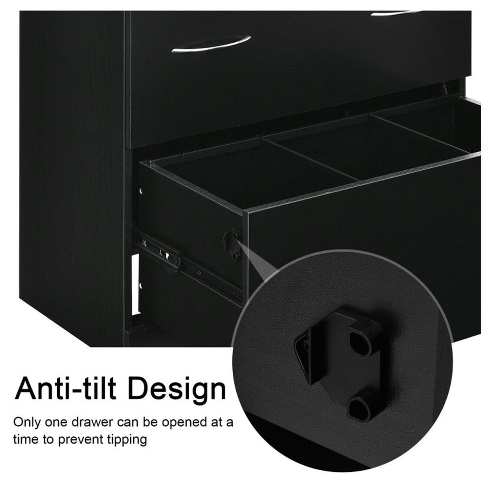 Demi Bonn 2-Drawer File Cabinet with Lock Hinging Bar Letter and Legal Size, Black