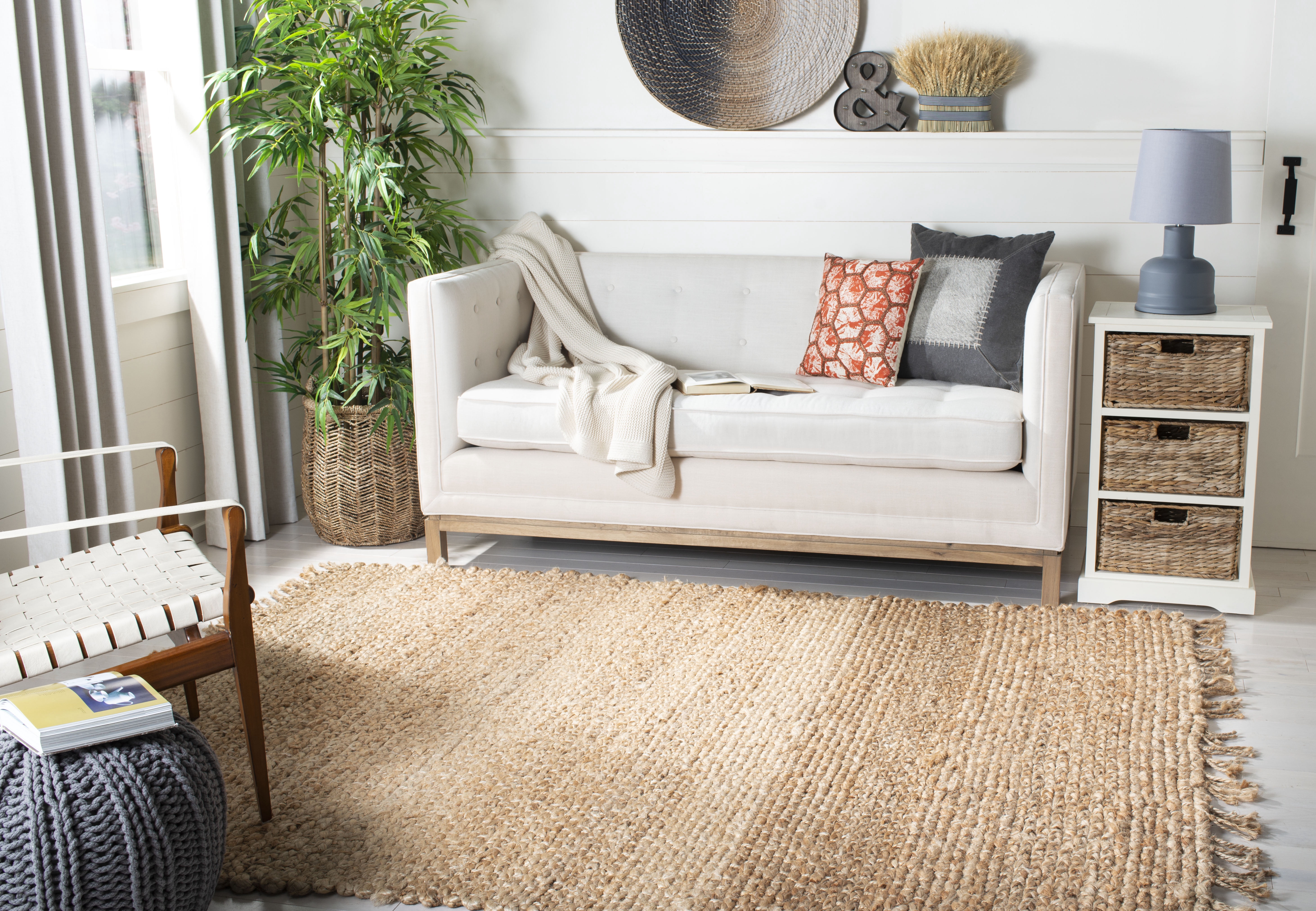 SAFAVIEH Martha Stewart Solid Area Rug, Natural, 5' x 7'6"