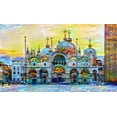 thumbnail image 2 of Gavidia, Pedro 32x20 Black Ornate Wood Framed with Double Matting Museum Art Print Titled - Venice Italy Patriarchal Cathedral Basilica of Saint Mark at sunset, 2 of 4
