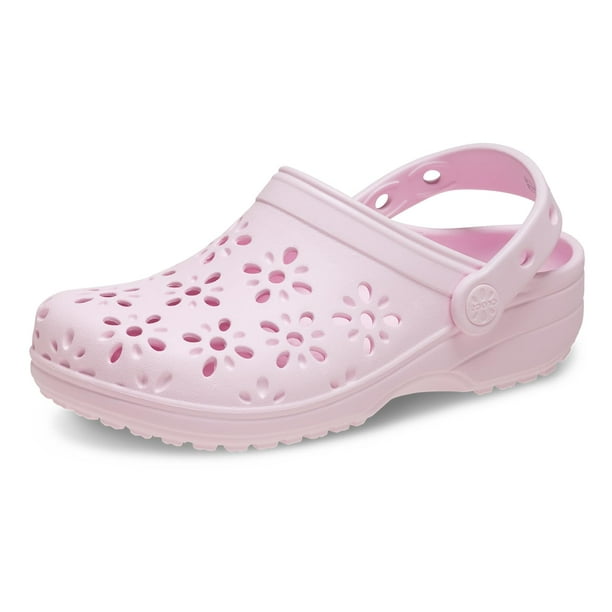 Zuecos Crocs Classic para niños, color rosa, con estampado floral, tamaño Big Kid, 4 m