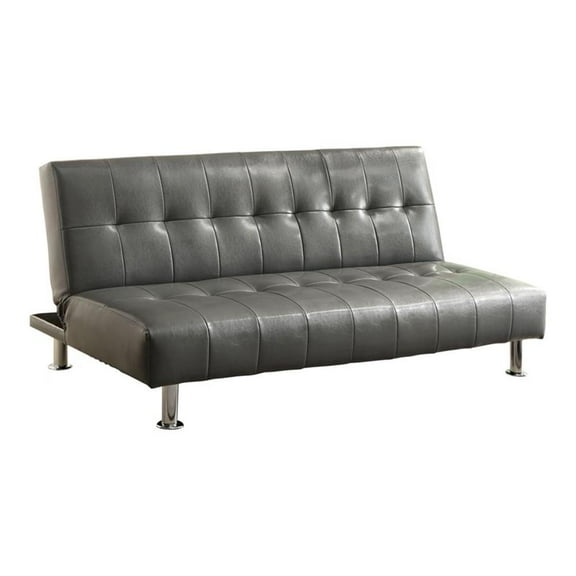 Bowery Hill Modern Faux Leather Sleeper Sofa Bed in Gray/Chrome