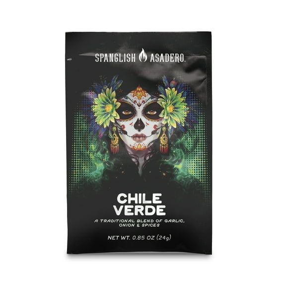 Spanglish Asadero Chile Verde Seasoning Blend with Garlic, Onion, and Spices, 0.85 oz Packet