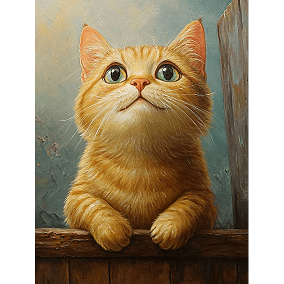Cute Orange Cat Canvas Wall Art, Suitable for Living Room, Bedroom, Kitchen, Office, and Bathroom Decoration.