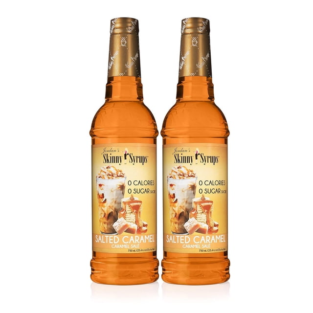 Jordan's Skinny Syrups Sugar Free Coffee Syrup, Salted Caramel Flavor Drink Mix, Zero Calorie Flavoring for Chai Latte, Protein Shake, Food & More, Gluten Free, Keto Friendly, 25.4 Fl Oz, 2