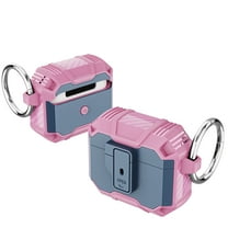 for AirPods 4th Generation Case, AirPods 4 Case 2024, Dual-Color Rugged Hybrid PC TPU Airbuds Case with Keychain Dustproof Anti-Scratch Protective Case for Apple AirPods 4th Gen, Pink Blue