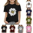 thumbnail image 2 of LRen Girls' Graphic Tees Summer Cute Tops Casual Short Sleeve Crewneck T Shirts Girls School Uniform Clothes Navy,8-9 Years, 2 of 7
