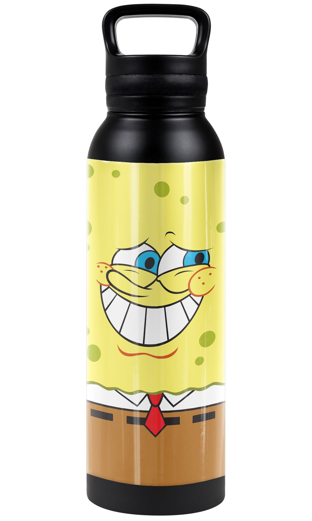 SpongeBob Official 24oz Insulated Stainless Steel Water Bottle - Loop Cap, Sweatproof, Leak Resistant