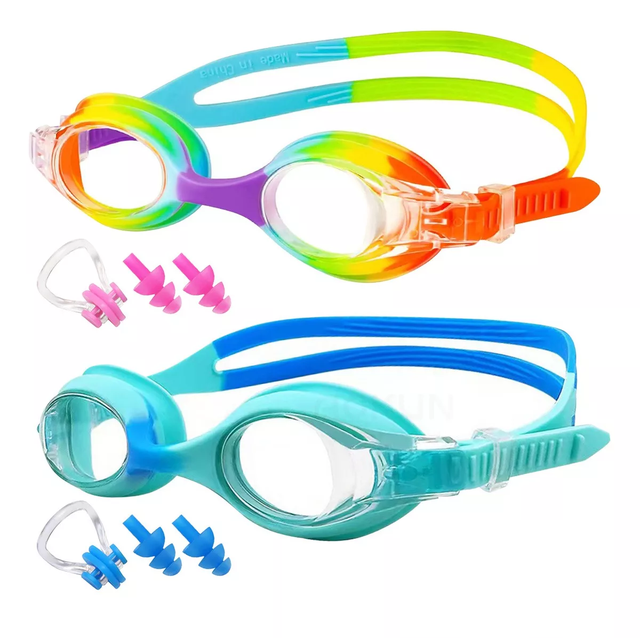 "Lentes Natación Para Niños, Gafas Protección Uv Antivaho Arcoiris/Azul "