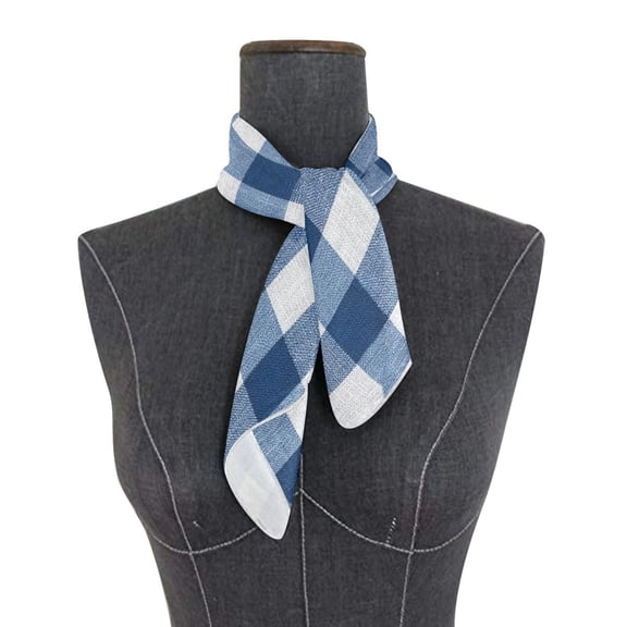 Square Scarf 24x24 Inch Gray-blue Checkered Silky Satin Sun Protection Neck Scarf for Women Multi-Purpose Head Wrap Bandana for Hair Bag Decoration