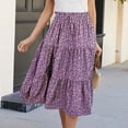 thumbnail image 2 of XIAOCHA Smocked High-Waisted Drawstring Floral Tiered Skirt for Women Flowy Casual Boho-Inspired Everyday Summer Midi Skirt, 2 of 5