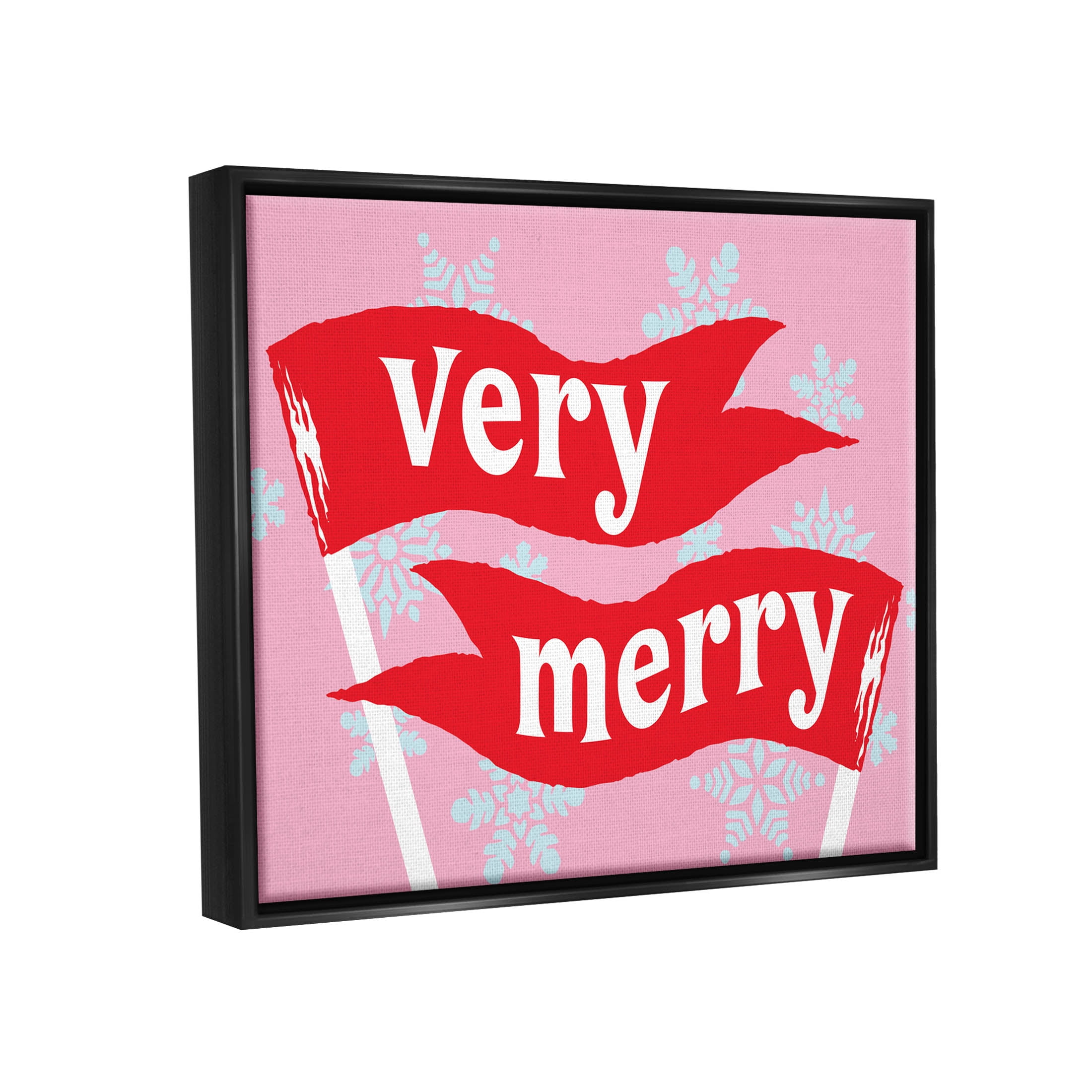 Very Merry Bold Holiday Flags Holiday Graphic Art Jet Black Framed Art Print Wall Art