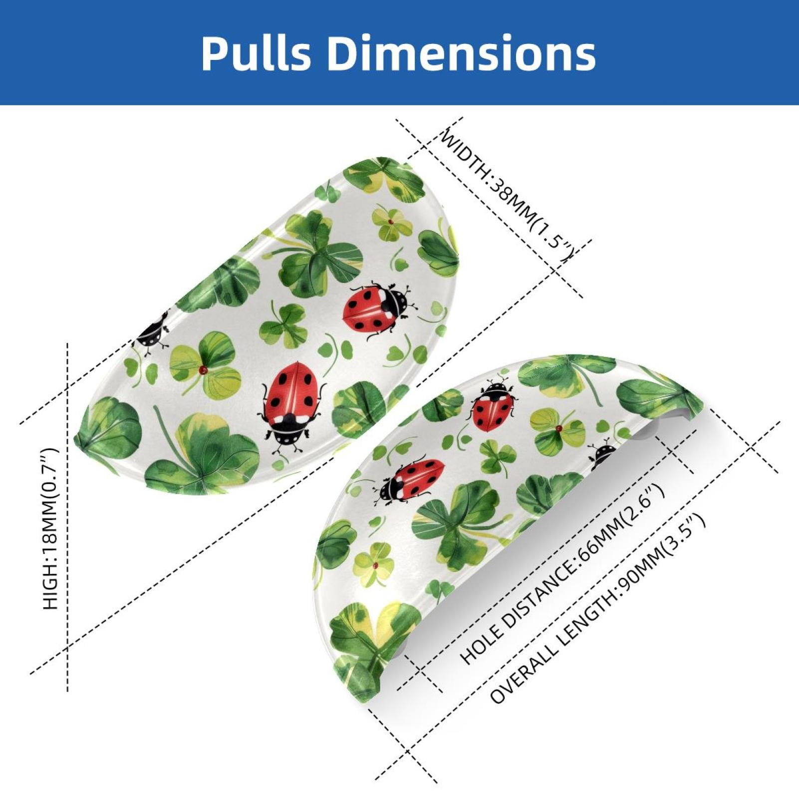 PhooArto 6 Pcs Cup Drawer Pulls, Ladybug and Clover Leaves Pattern Shell Shape Handles Cabinet Knobs for Dresser Cupboard Closet Wardrobe with Screws
