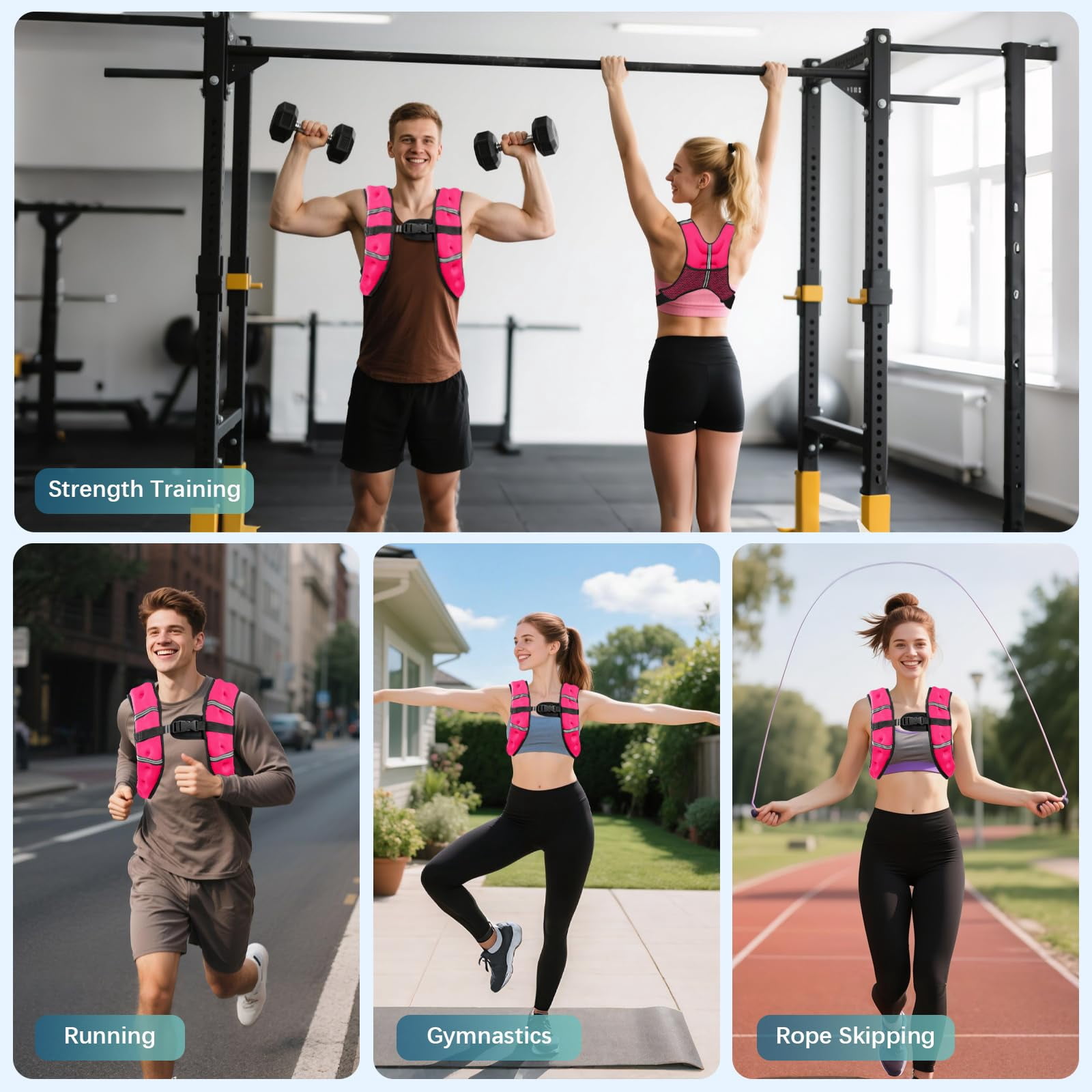 Pink 8 LB Weighted Vest for Strength Training Running Jogging Walking