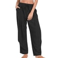 thumbnail image 1 of Sentmoon Wide Leg Linen Pants for Women Solid Color Drawstring High Waist Plus Size Pants Loose Fit Lightweight Pants for Summer Women with Pocket Beach for Work and Office, 1 of 7