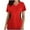 Rouge, variante sur LSLJS Blouse à Manches Courtes à Col en V pour Femmes, Mode, Uniforme de Travail, Imprimé, avec Poche, Hauts, Sarraus pour Femmes