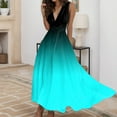 thumbnail image 2 of B91xZ Robes d'Été pour Femmes Décontractées Sans Manches Col Rond Taille Élastique Robe Midi à Volants, Bleu S, 2 of 5