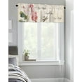 thumbnail image 4 of Kitchen Cafe Valance Curtain for Small Windows,Pink Rose Floral Leaf Vintage Letter Rod Pocket Short Valances Pastoral Flower Dragonfly Window Treatment Panel for Living Room/Bedroom/Bathroom,60x18in, 4 of 9