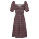 thumbnail image 4 of Vestido carmesí a cuadros de pata de gallo vestido de manga corta ropa para mujer vestidos de cóctel vestido de noche para mujer, 4 of 6