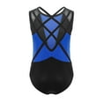 thumbnail image 4 of zdhoor Kids Girls Sleeveless Gymnastics Leotard Sparkly Dance Bodysuit Cross Back Shiny Stretchy Ballet Dancewear Blue 8, 4 of 5