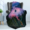 thumbnail image 4 of Lake Soft Flannel Fleece Blanket, High Angle Majestic View of North American Freshwater Lake Outdoor Mother Earth Image, Cozy Plush for Indoor and Outdoor Use, 50" x 70", Green Pink, by Ambesonne, 4 of 5