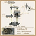 thumbnail image 3 of PawHut 46Inch Scratching Cat Tree Multi Level Activity Center Grey, 3 of 10