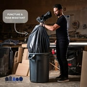 Plasticplace 32-33 Gallon Trash Bags │ 1 Mil │ Black Heavy Duty Garbage Can Liners │ 33” x 39” (100 Count)