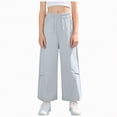 thumbnail image 3 of TOWED22 Girls Sweatpants Pants Wide Leg Flare Pants Teen Kids Elastic Casual Trousers with Pocket(Blue,4-5 Y), 3 of 7