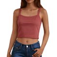 thumbnail image 2 of Fgnfyis Built In Bra Tank Tops For Women Slim Fit Cropped Sleeveless Camisole Stretchy Summer Fashion Womens Tops Brick Red S, 2 of 6
