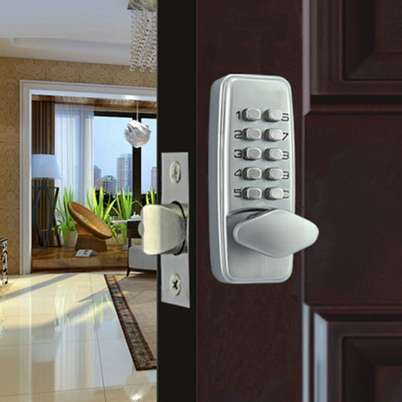 Silver Mechanical Keyless Door Lock Steel   Zinc Digital Code Keypad Knob Password Entry Security